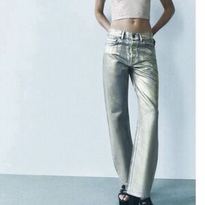 Zara | Metallic Silver Jeans
